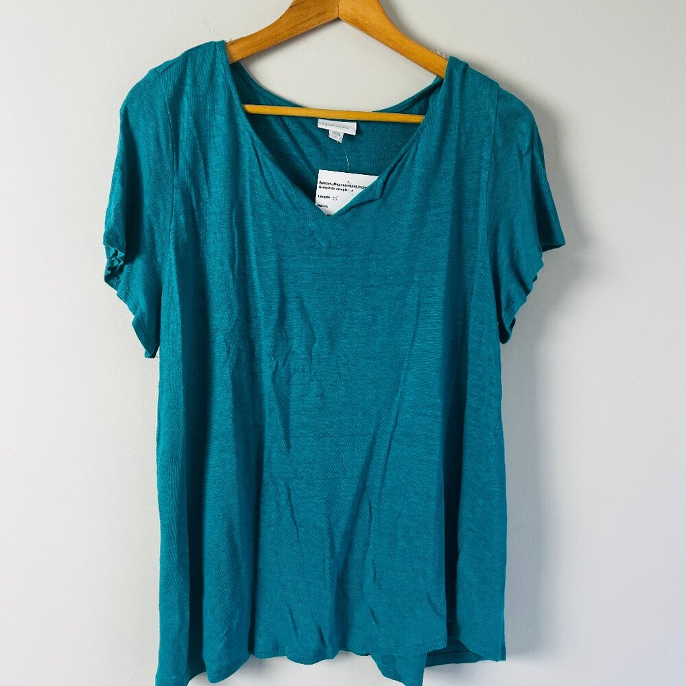 J Jill Love Linen Teal Linen Top Large